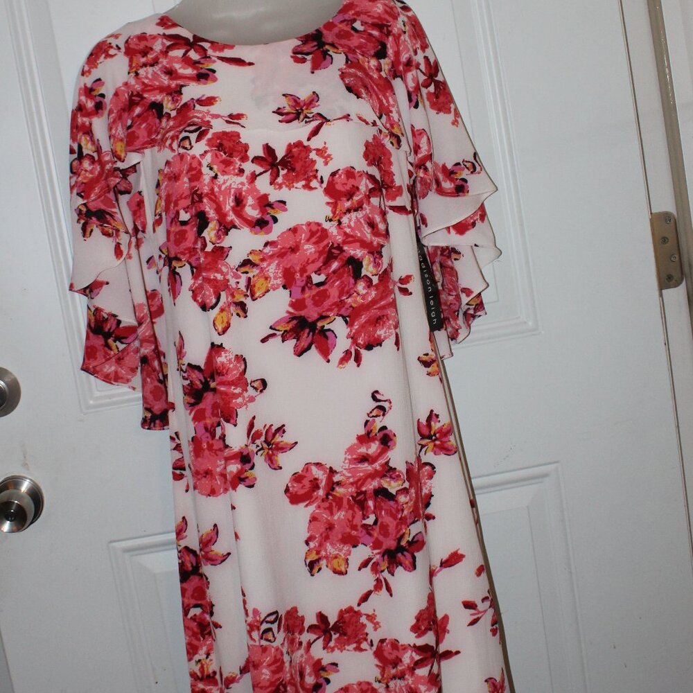 Madison Leigh Ivory and Coral Floral Dress Women's Size 10 New with Tags - Picture 2 of 7